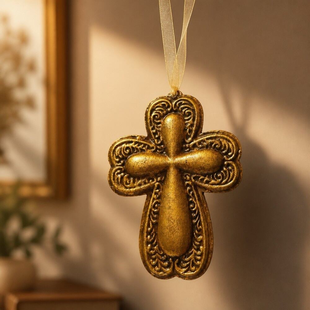 Vintage Metal Lightweight Gold Tone Cross